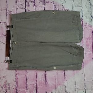 POETRY 100% LINEN GRAY ROLL TAB 2 WAY LENGTH SHORTS 14 NEW WITH TAGS
